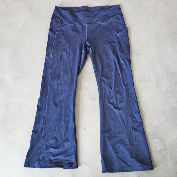 Fabletics Pants - Fabletics PureLuxe High Waisted Flare Pants Navy Blue Side Pockets XXL 1X Yoga